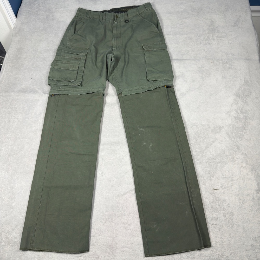 Boy Scouts of America Convertible Pants Mens 32 Green Cargo Zip Off Hiking